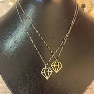 Diamond shaped 2 Necklace Set